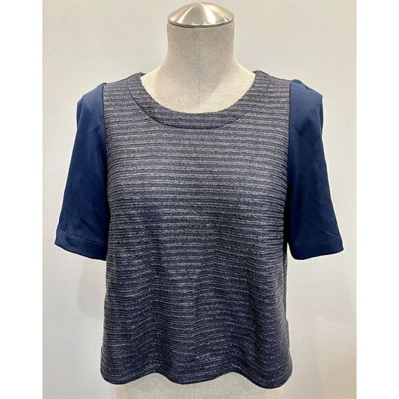Trina Turk NWT Boxy Woven Top in Navy Size M - Picture 1 of 4
